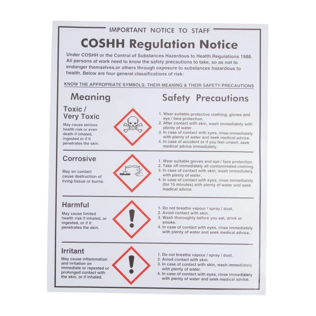 Vogue COSHH Regulations Sign - Image 2