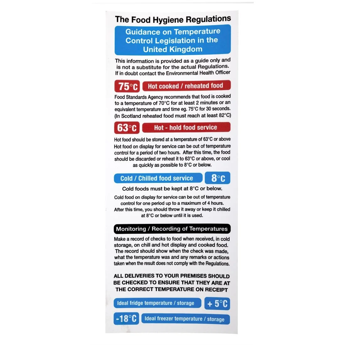 2006 Food Act Cook Chill Guidelines Sign