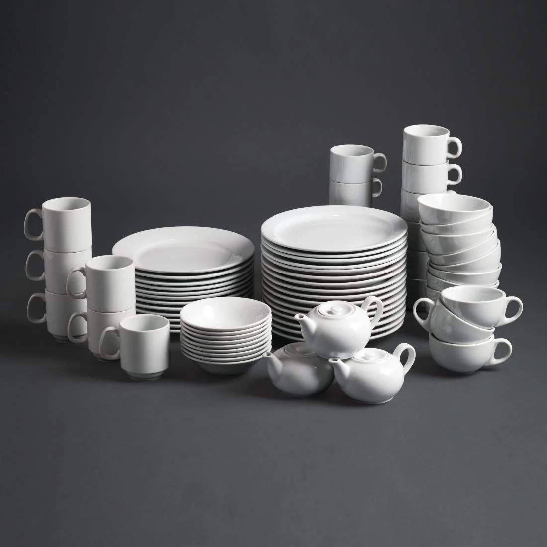 Olympia Whiteware Stacking Tea Cups 200ml 7oz - Image 10