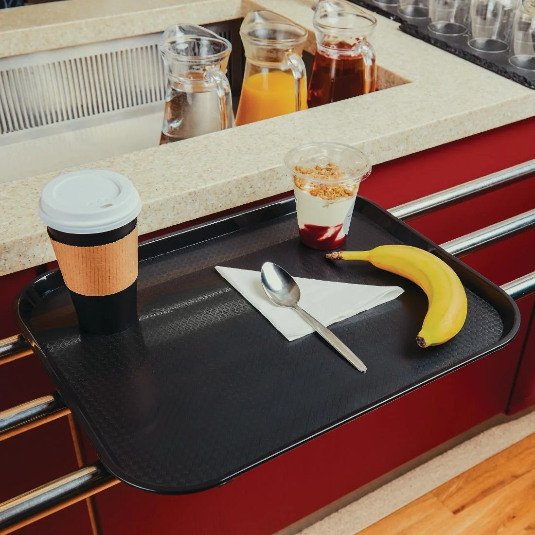 Kristallon Plastic Fast Food Tray Black Medium - Image 2