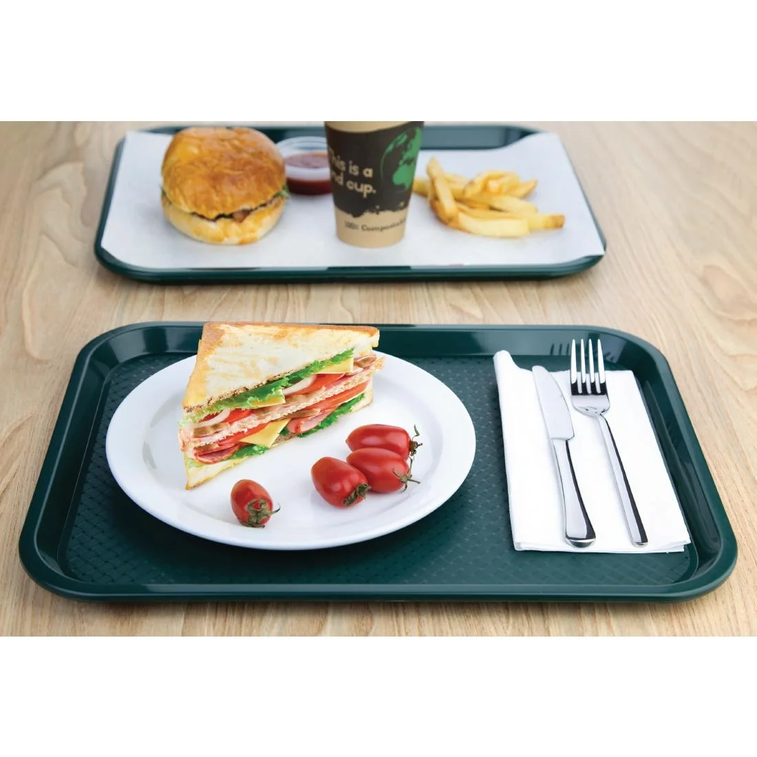 Kristallon Plastic Fast Food Tray Green Medium - Image 5