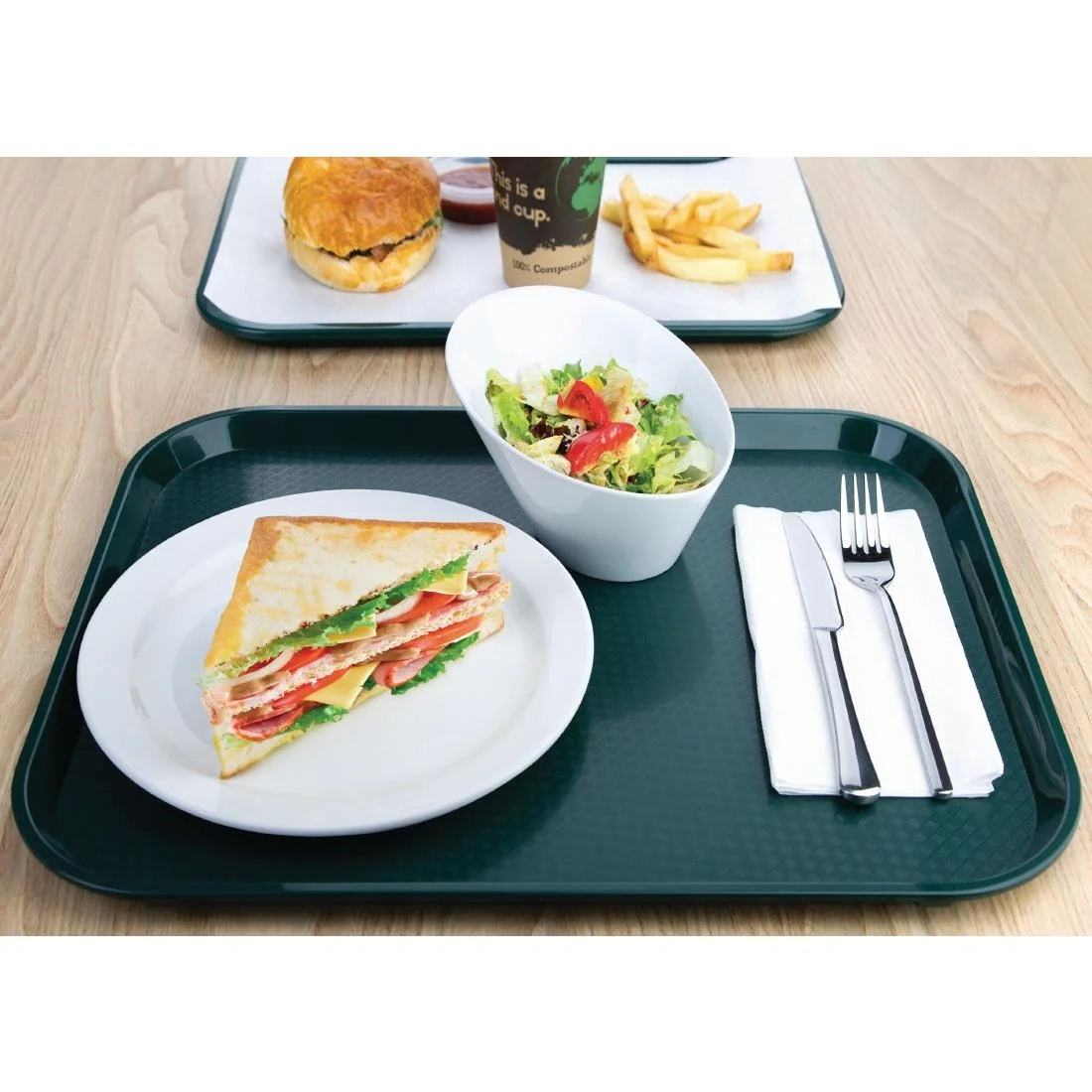 Kristallon Plastic Fast Food Tray Green Large - Image 5
