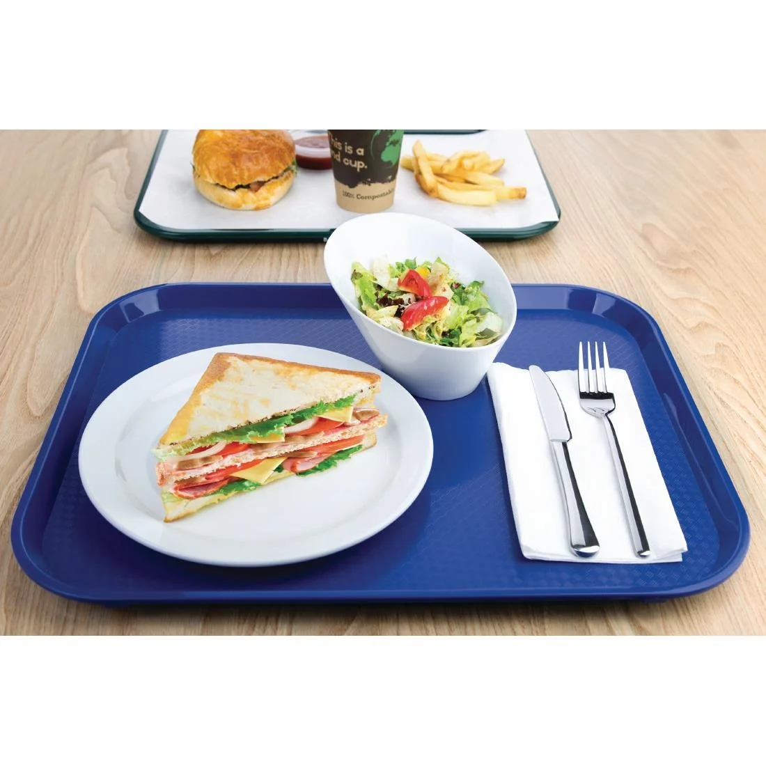 Kristallon Plastic Fast Food Tray Blue Large - Image 5