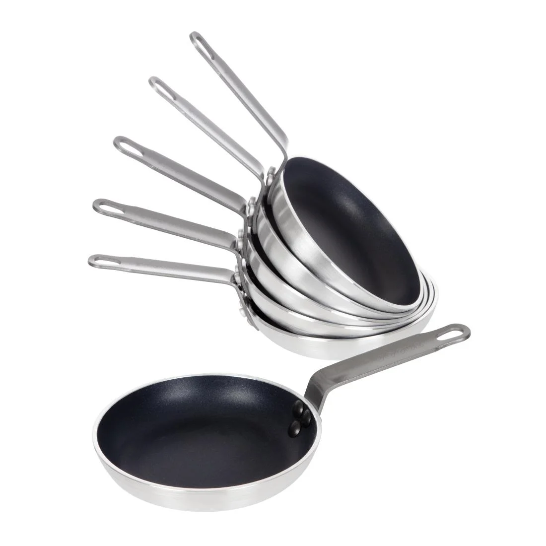 Pack of 6 Vogue Non-Stick Platinum Frypans, 3 Times Coated Teflon, Scratch Resistant