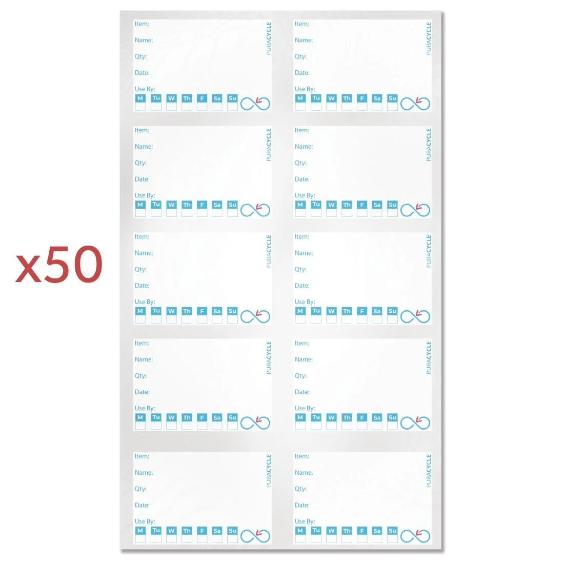 Puracycle Reusable Day Label Pack (50 Labels, 2 Cloths) + Free Pens - Image 4