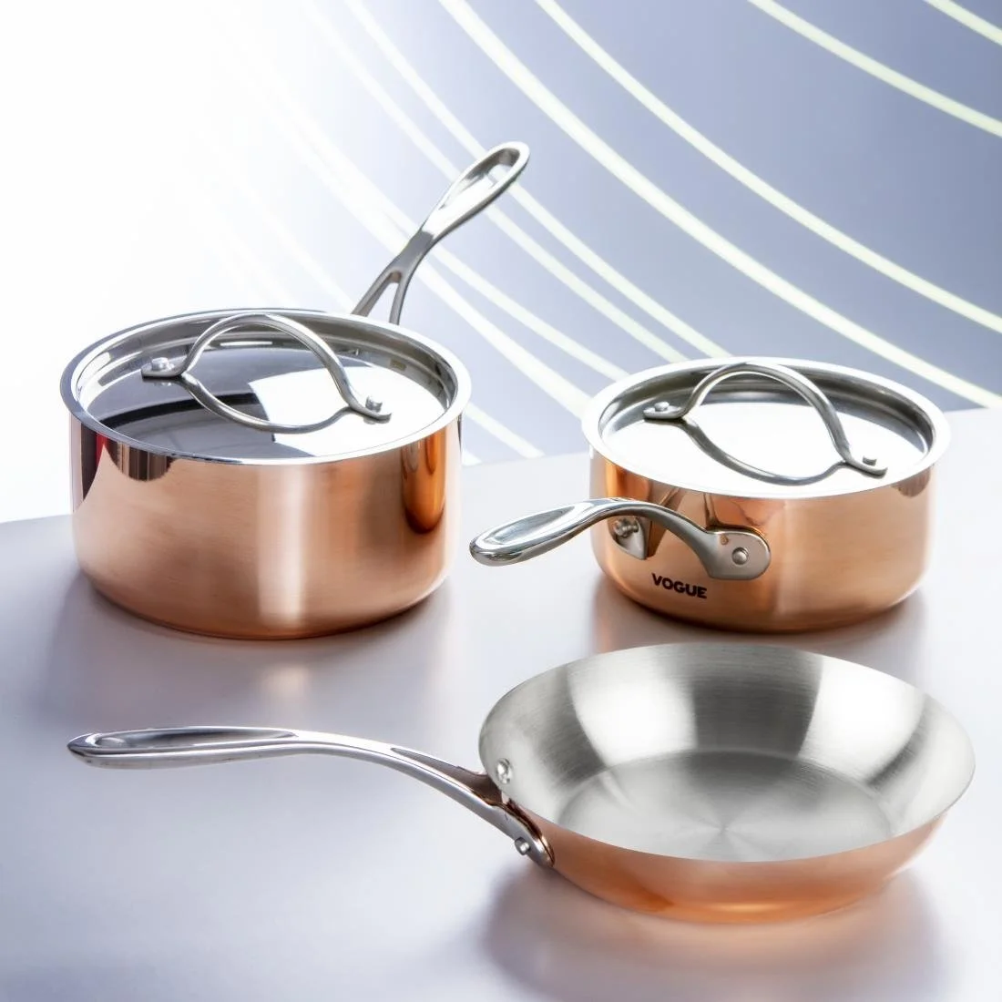 Vogue Cook Like A Pro 3-Piece Tri-Wall Copper Cookware Set - Image 2