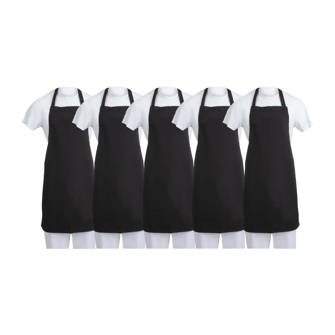 Whites Bib Aprons Black (5 Pack)