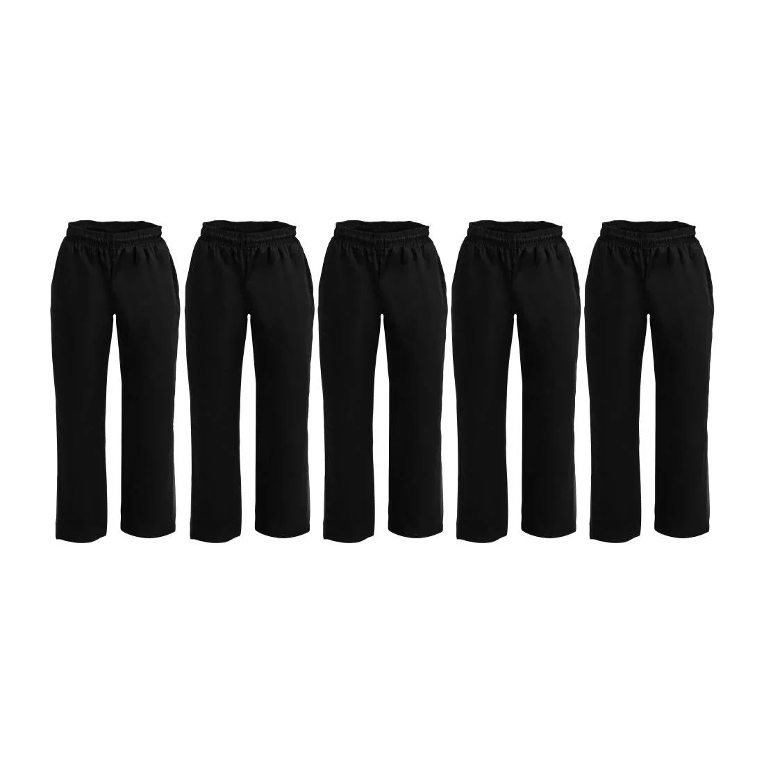 Whites Vegas Chef Trousers Polycotton Black (5 Pack) - Image 1