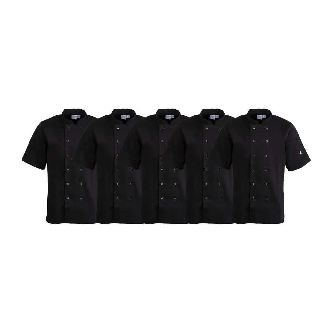 Whites Vegas Unisex Chef Jackets Short Sleeve Black (5 Pack)