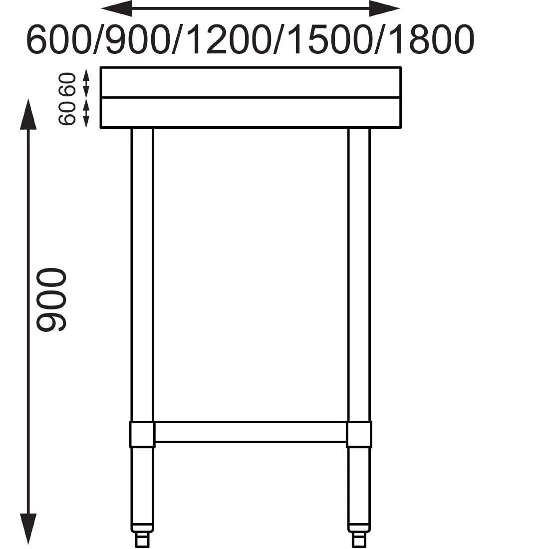 Vogue Stainless Steel Prep Table with Upstand 1800mm - Image 2
