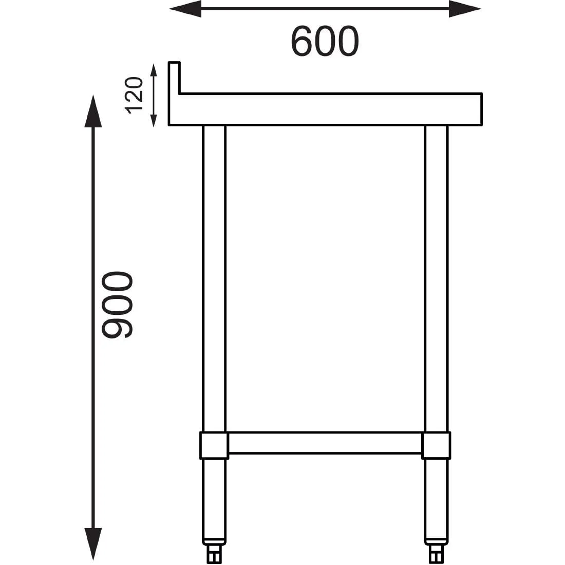 Vogue Stainless Steel Prep Table with Upstand 1800mm - Image 3