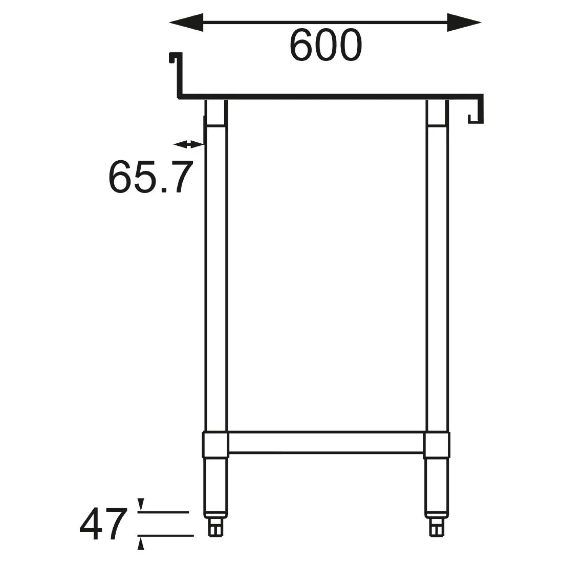 Vogue Stainless Steel Prep Table with Upstand 600mm - Image 10