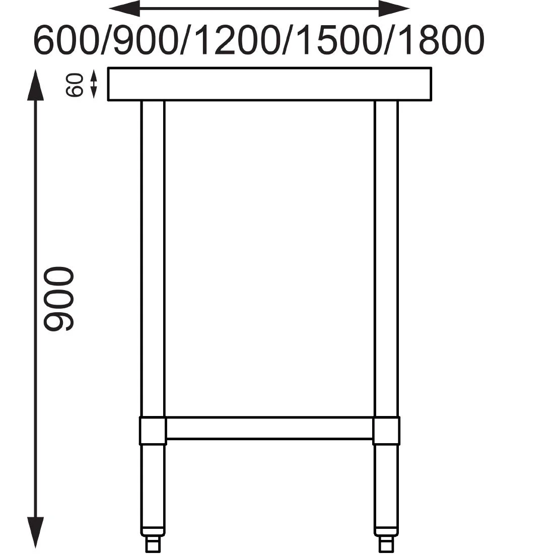 Vogue Stainless Steel Prep Table 1200mm