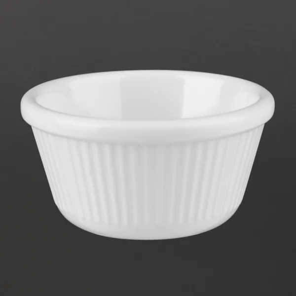 Kristallon Melamine Fluted Ramekins White 76mm