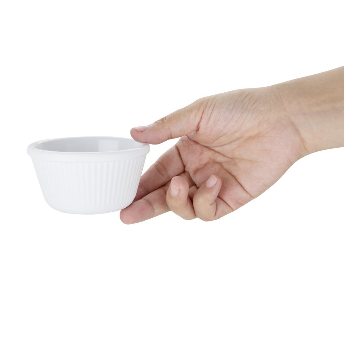 Kristallon Melamine Fluted Ramekins White 89mm