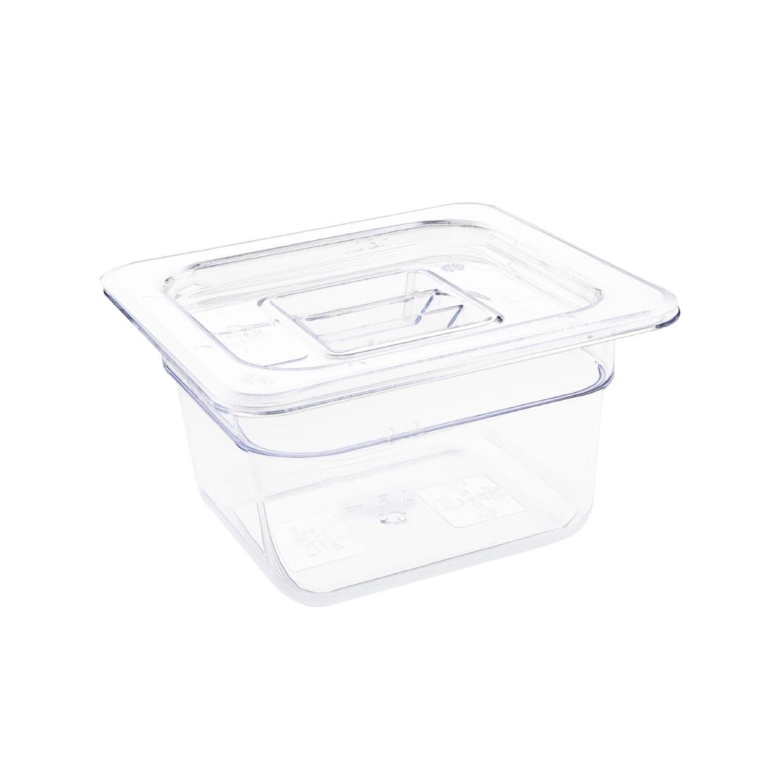 Vogue Polycarbonate 1/6 Gastronorm Container 100mm Clear