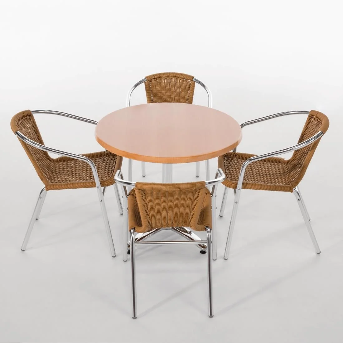 Bolero Aluminium and Natural Wicker Chair (Pack of 4) - Image 2