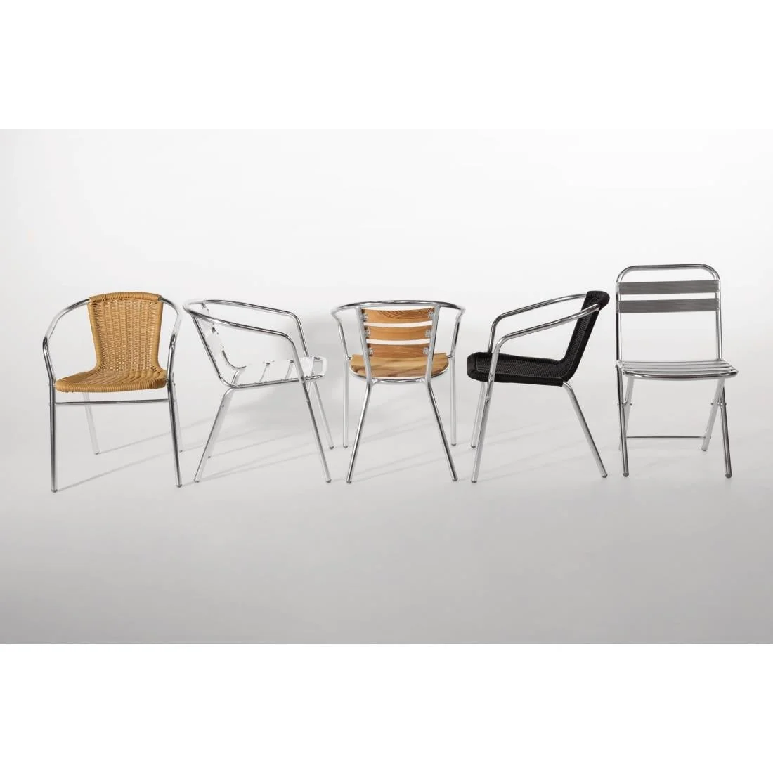 Bolero Aluminium and Natural Wicker Chair (Pack of 4) - Image 7