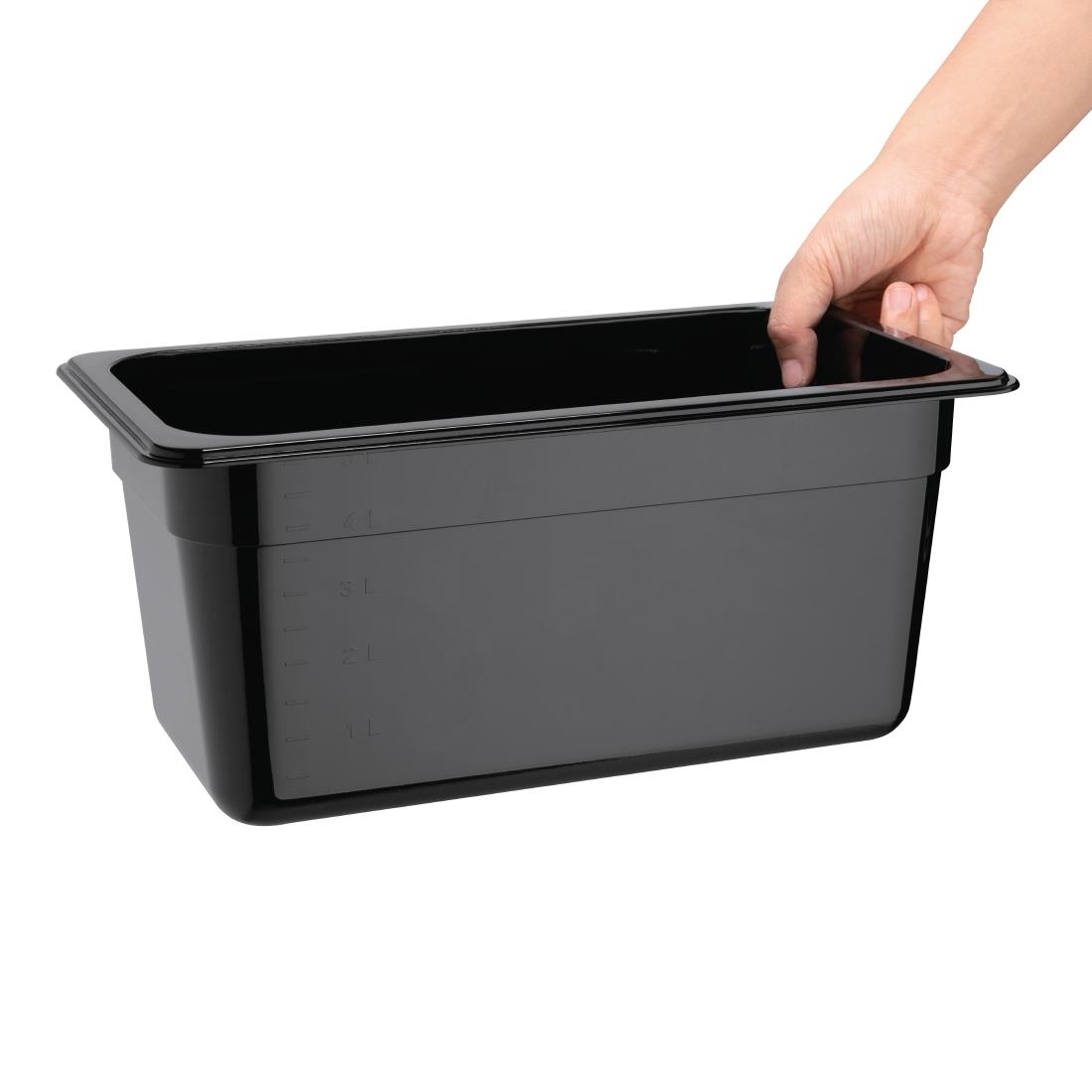 Vogue Polycarbonate 1/3 Gastronorm Container 150mm Black