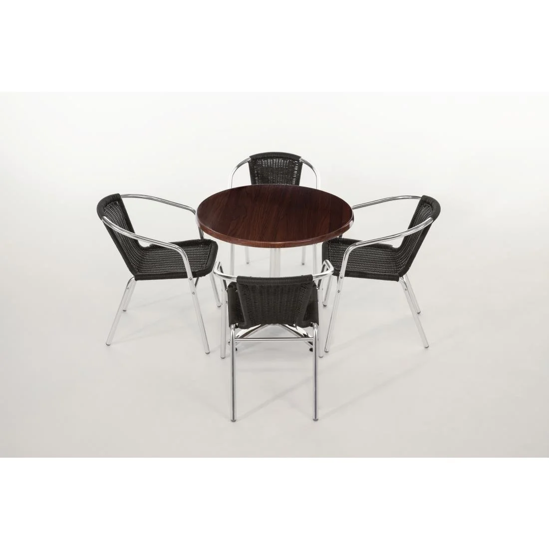 Bolero Aluminium and Black Wicker Chairs Black (Pack of 4) - Image 9