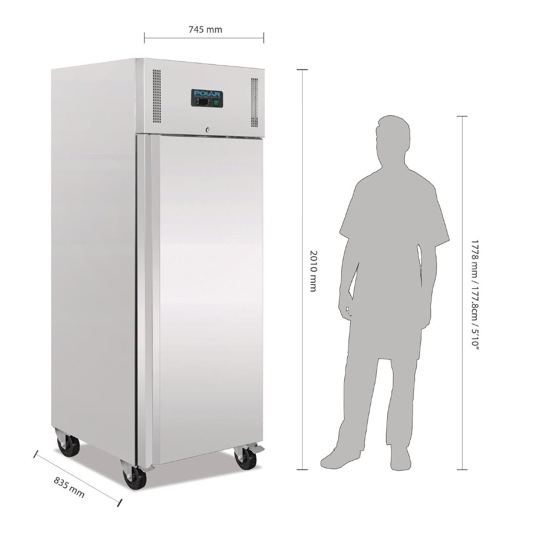 Polar Heavy Duty Single Door Freezer Stainless Steel 650Ltr