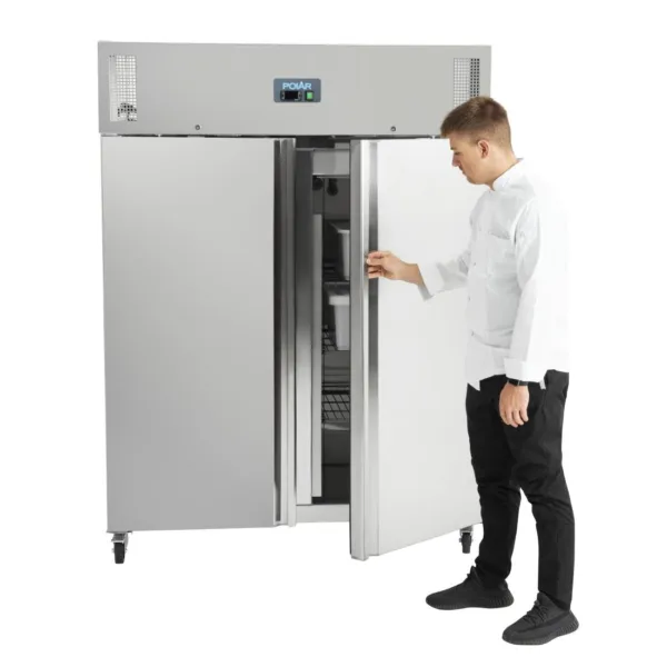 Polar Heavy Duty Double Door Freezer Stainless Steel 1300Ltr