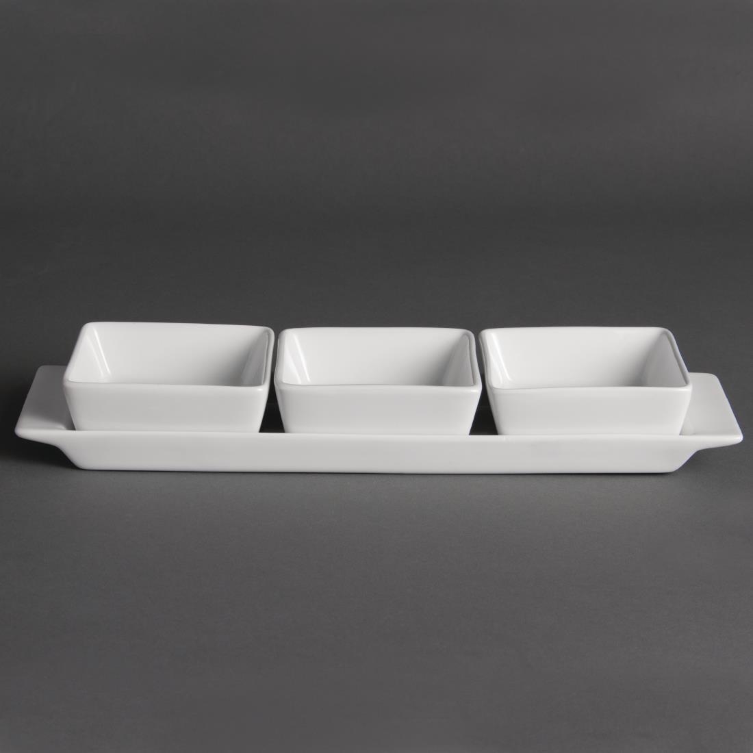 Olympia Whiteware Snack Dishes with Plates 3 Section