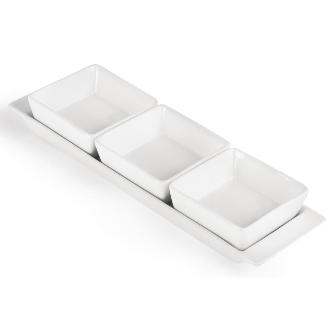 Olympia Whiteware Snack Dishes with Plates 3 Section