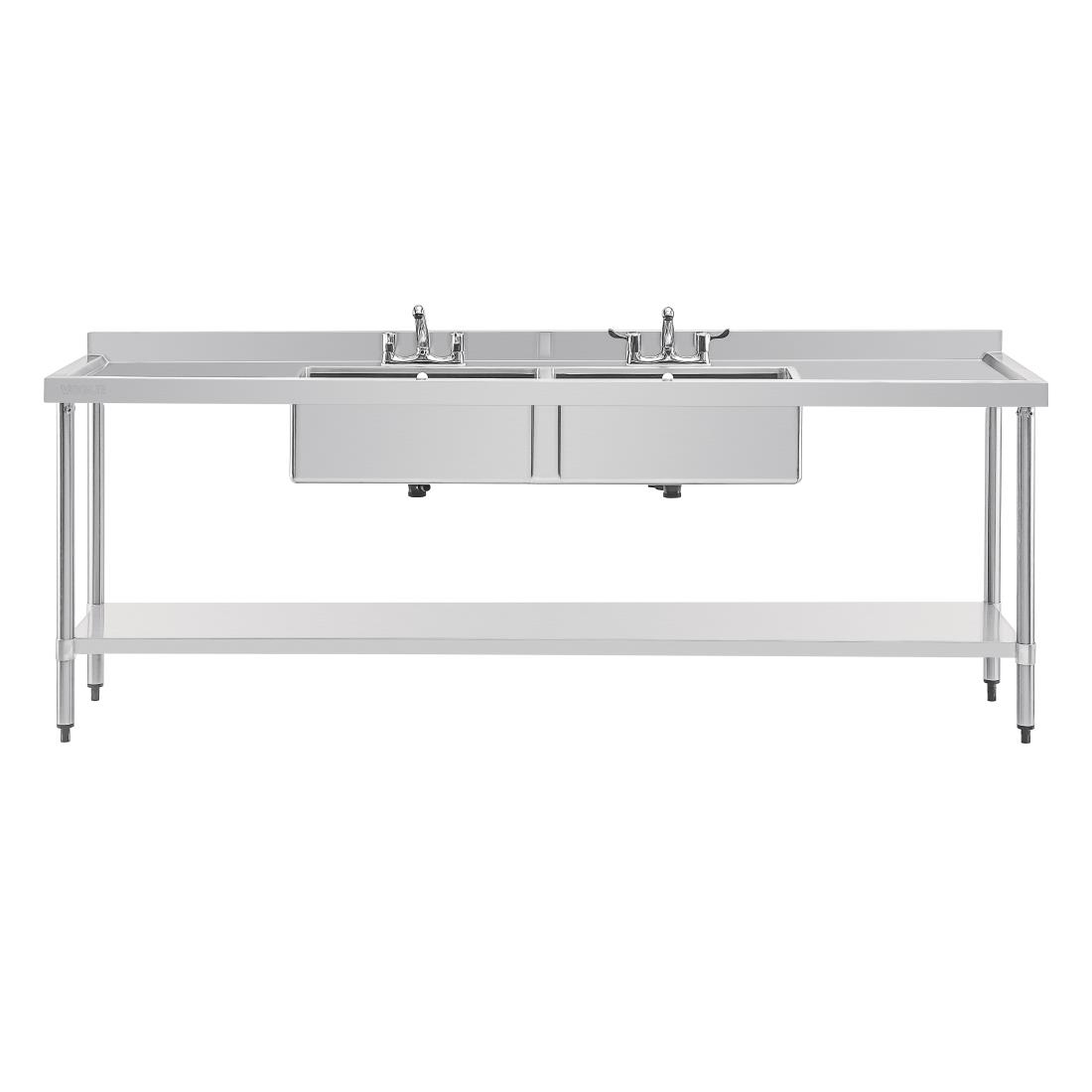 Vogue Stainless Steel Sink Double Bowl and Double Drainer 2400mm