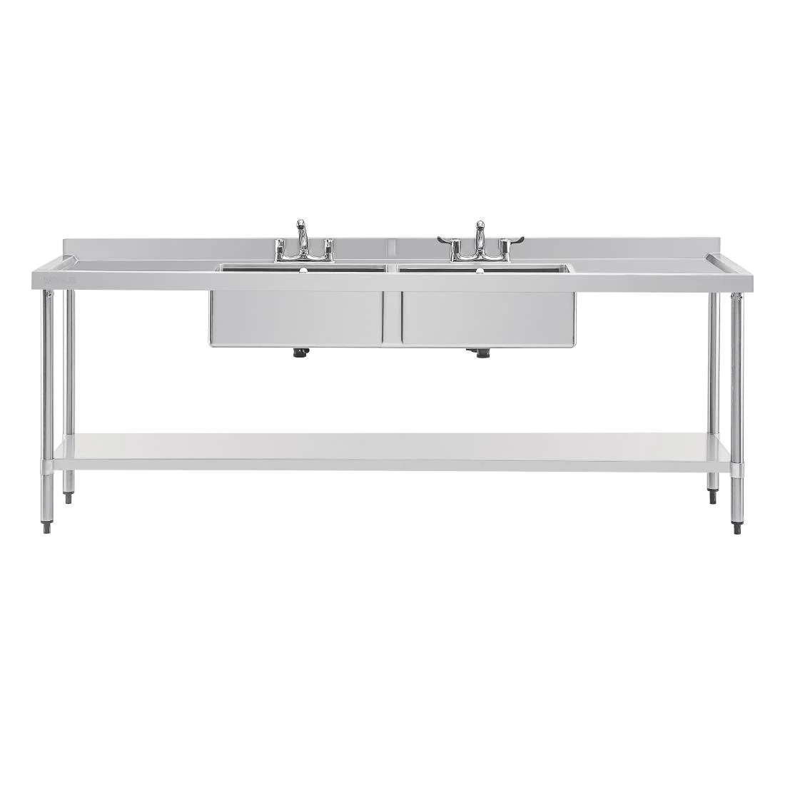 Vogue Stainless Steel Sink Double Bowl and Double Drainer 2400mm - Image 2