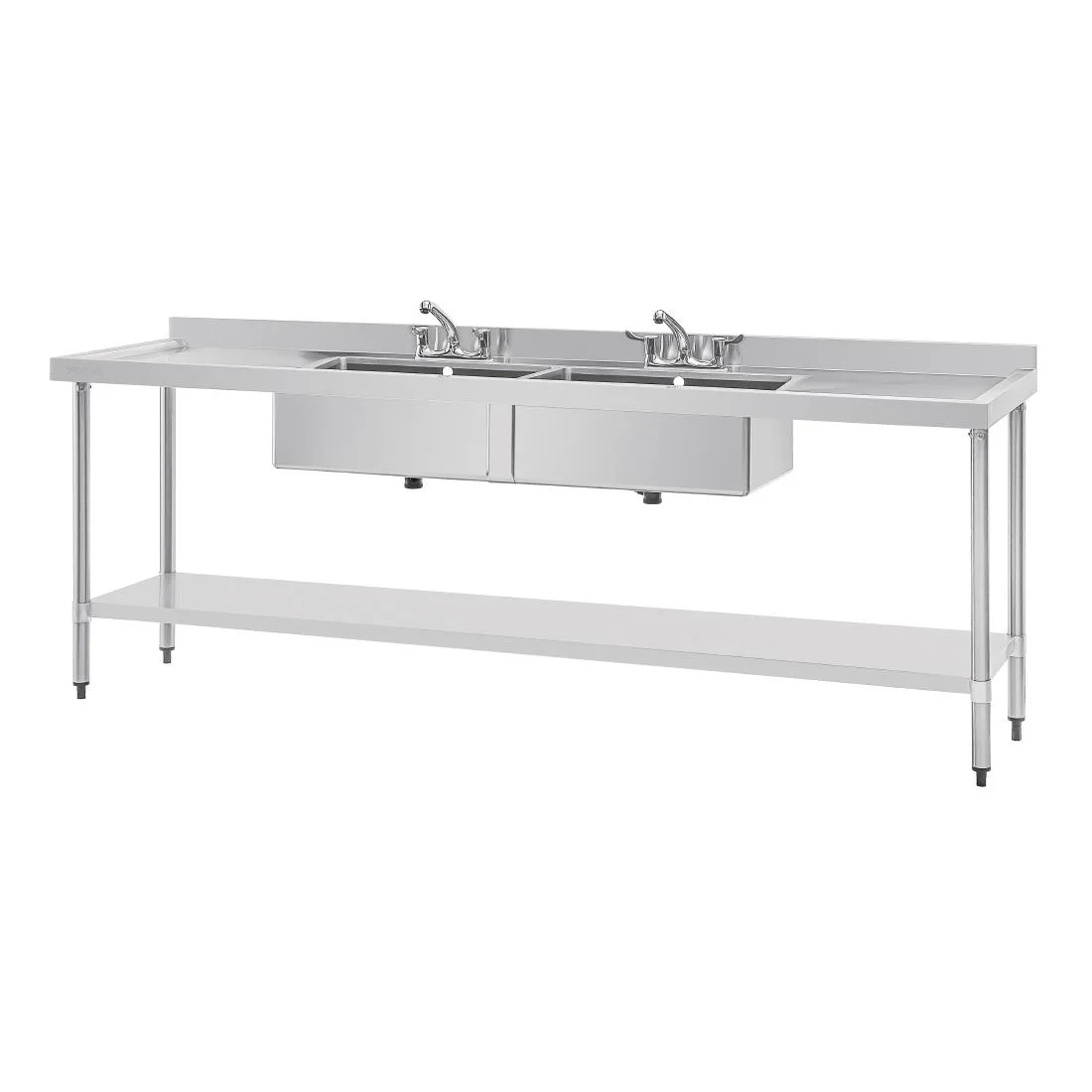 Vogue Stainless Steel Sink Double Bowl and Double Drainer 2400mm