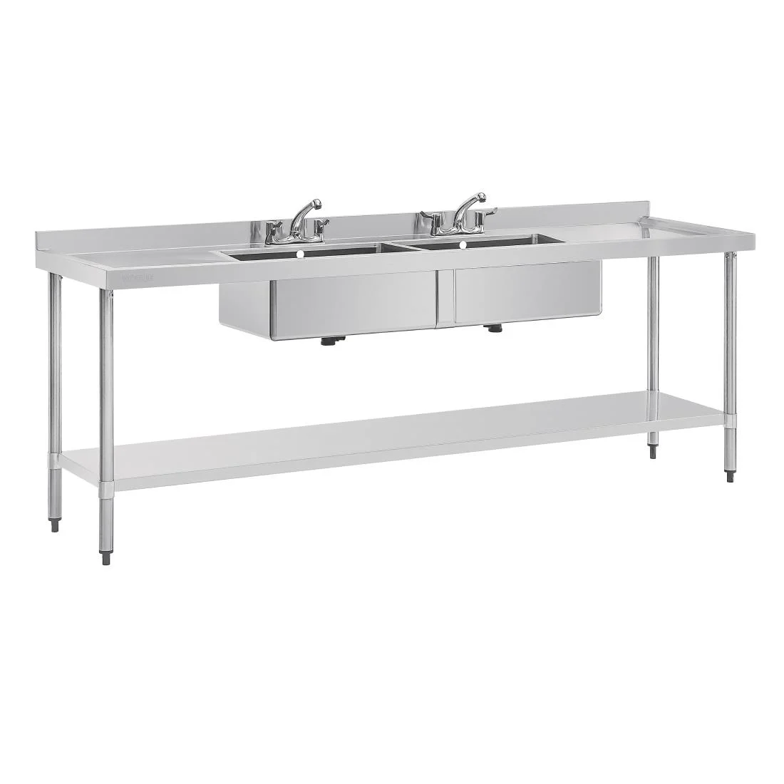 Vogue Stainless Steel Sink Double Bowl and Double Drainer 2400mm - Image 3