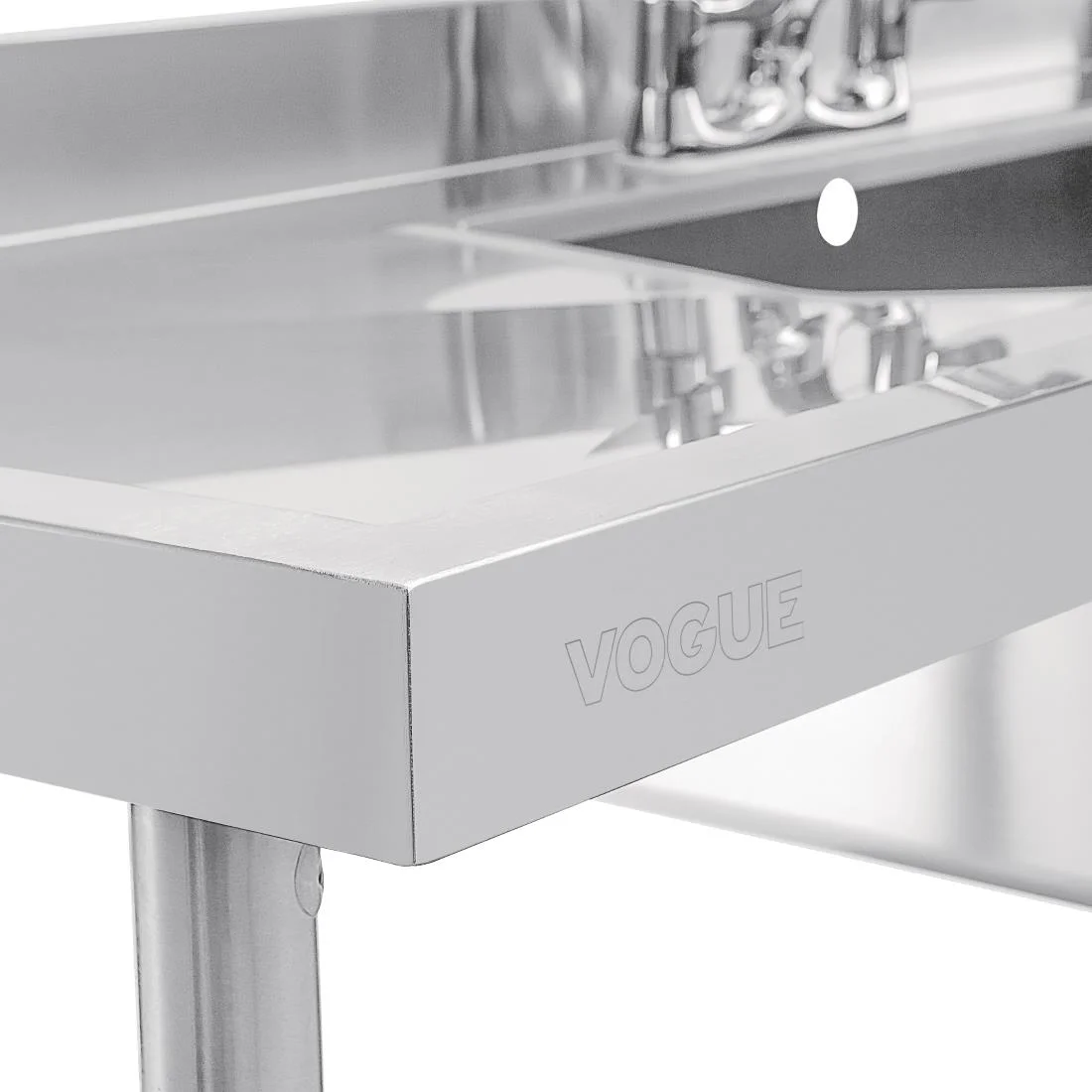 Vogue Stainless Steel Sink Double Bowl and Double Drainer 2400mm - Image 4