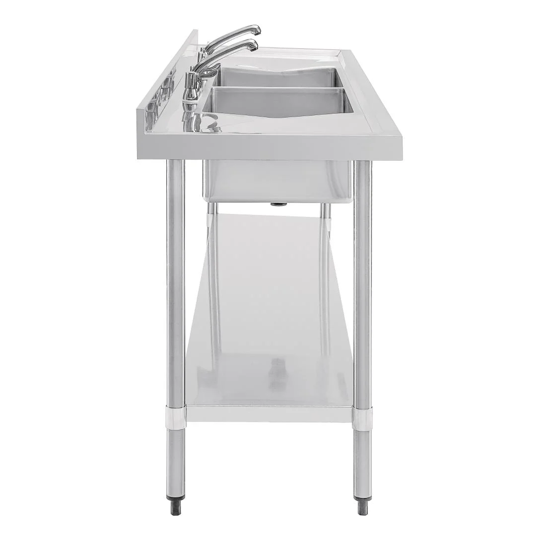 Vogue Stainless Steel Sink Double Bowl and Double Drainer 2400mm - Image 5