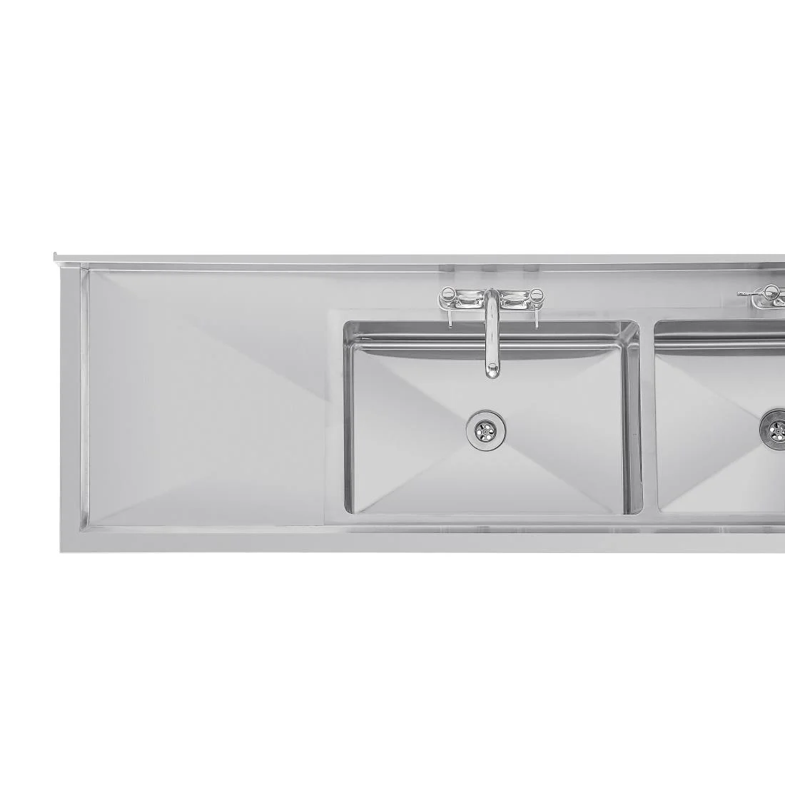 Vogue Stainless Steel Sink Double Bowl and Double Drainer 2400mm - Image 6