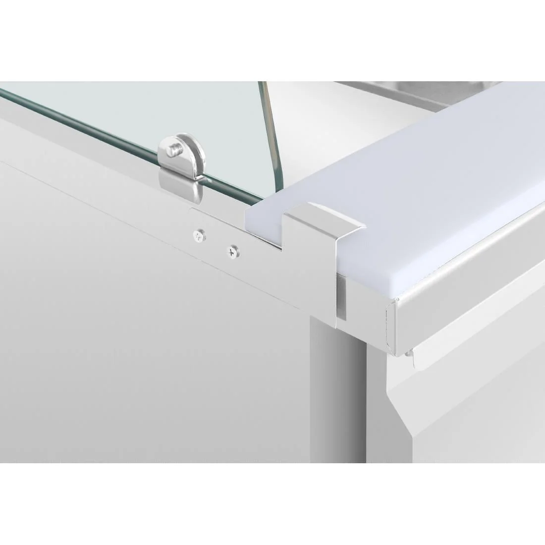 Polar U-Series GN Saladette Counter with Square Sneeze Guard 4 Door - Image 3