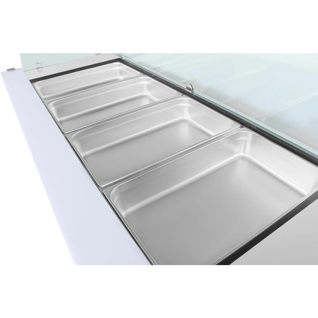 Polar U-Series GN Saladette Counter with Square Sneeze Guard 4 Door - Image 8