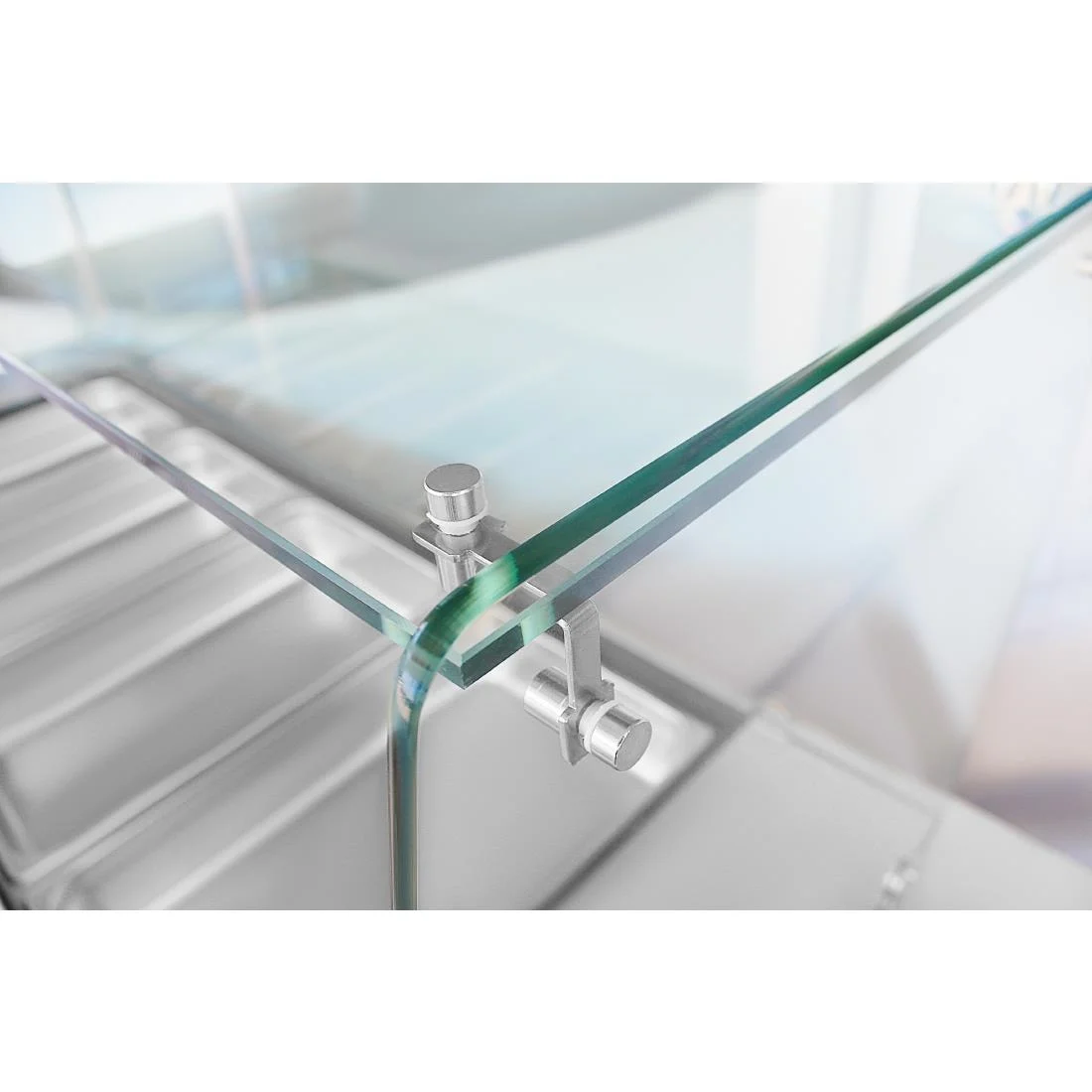Polar U-Series GN Saladette Counter with Square Sneeze Guard 4 Door - Image 9