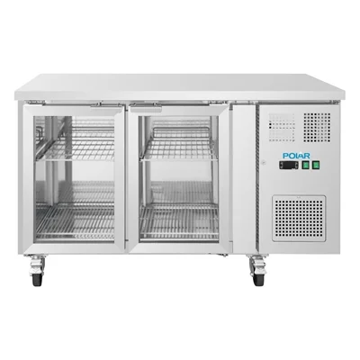 Polar U-Series Two Door Counter Fridge with Glass Doors