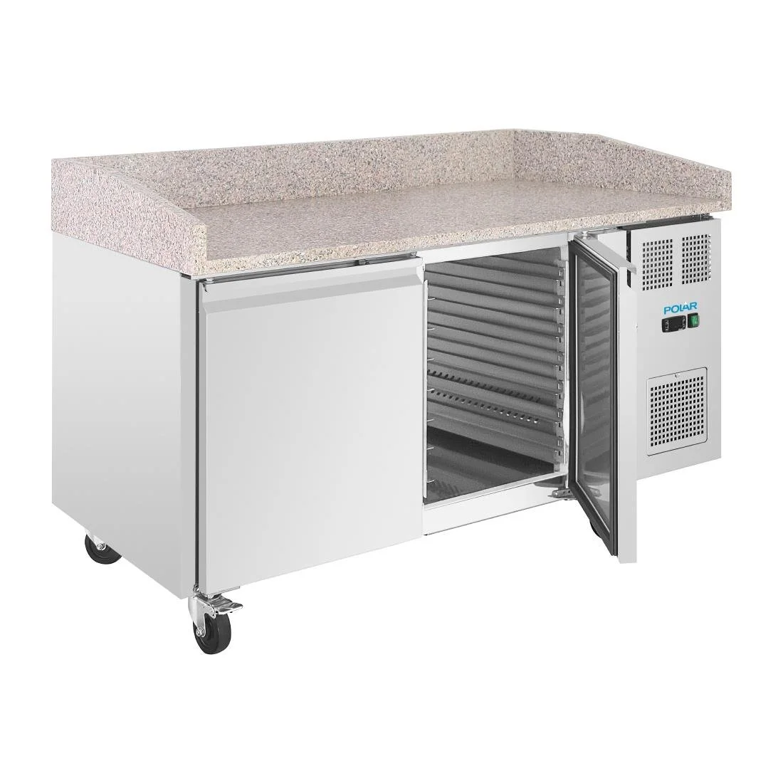 Polar U-Series Double Door Pizza Counter with Granite Top 428Ltr - Image 5