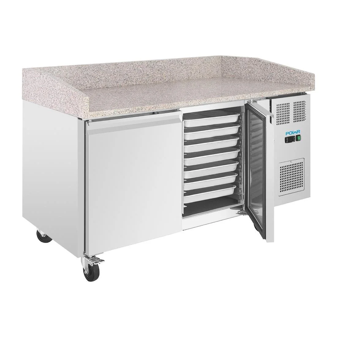 Polar U-Series Double Door Pizza Counter with Granite Top 428Ltr - Image 6