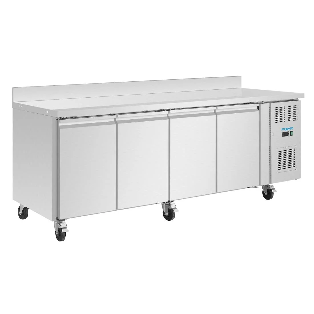 Polar U-Series Four Door Counter Fridge with Upstand 553Ltr