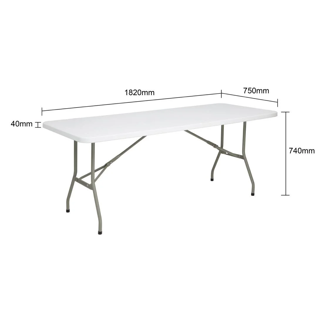 Bolero Rectangular Folding Table 6ft White - Image 6