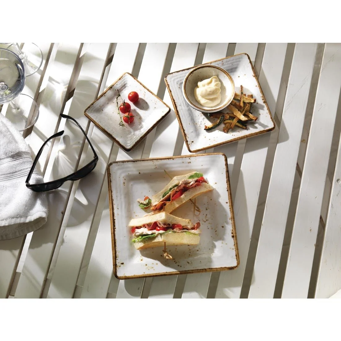 Steelite Craft Melamine Square Plates White 228mm (6 Pack) - Image 2