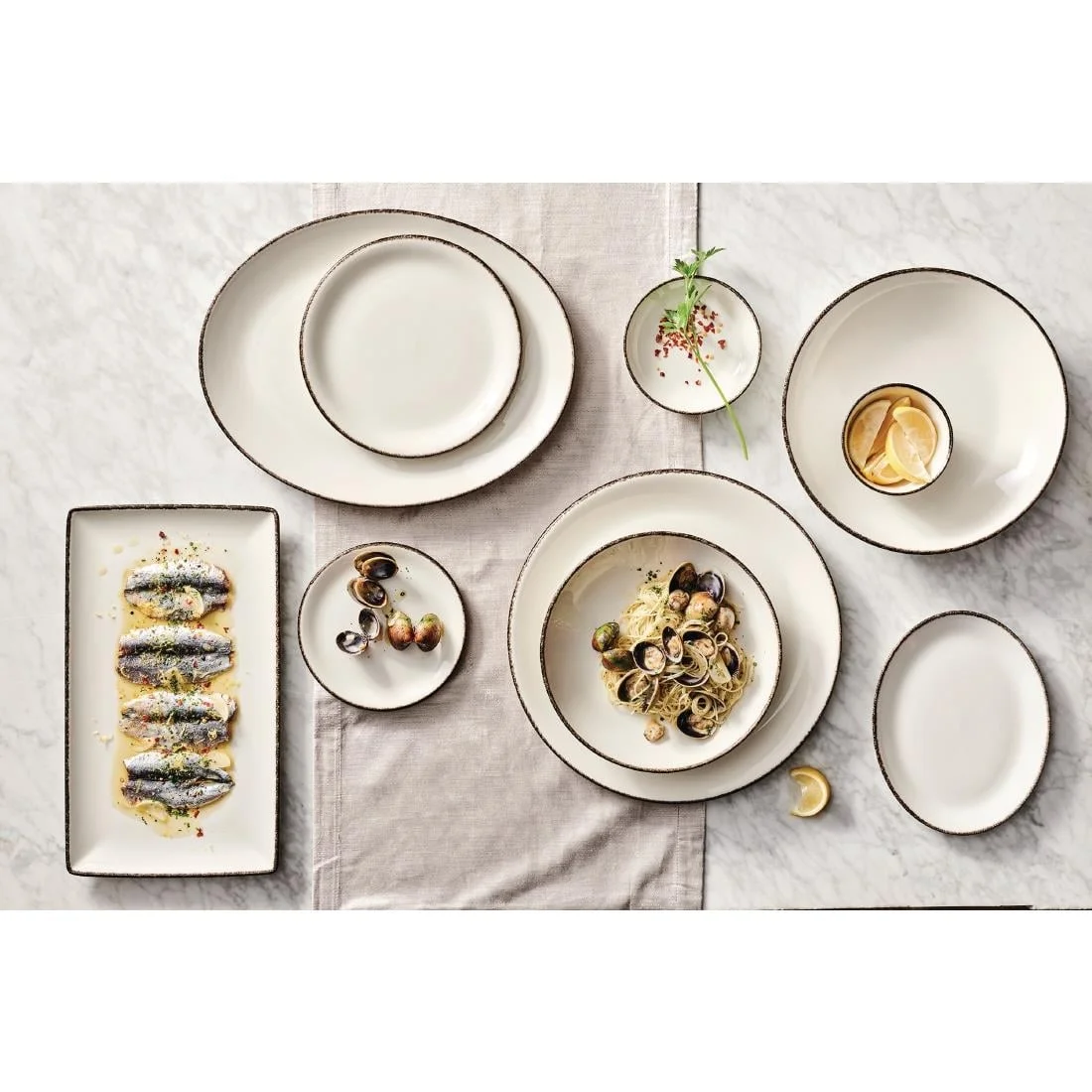Steelite Charcoal Dapple Oval Coupe Plates 280mm (12 Pack) - Image 2