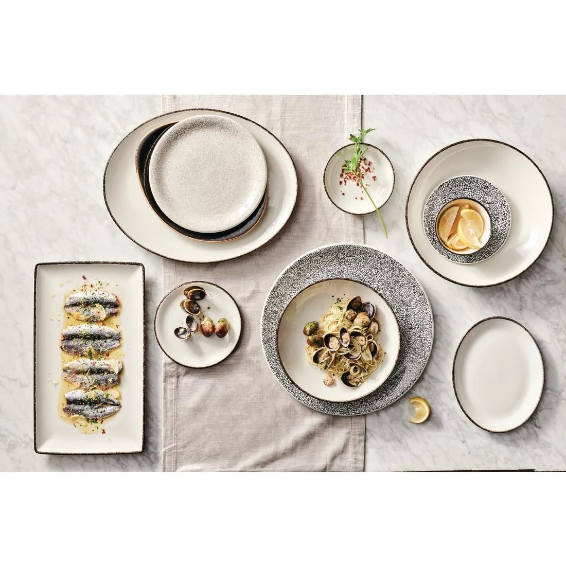 Steelite Charcoal Dapple Oval Coupe Plates 280mm (12 Pack) - Image 4