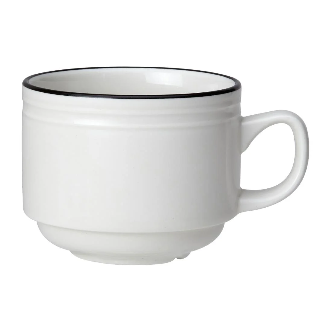 Steelite Bead Black Band Stacking Cups 200ml (12 Pack) - Image 1