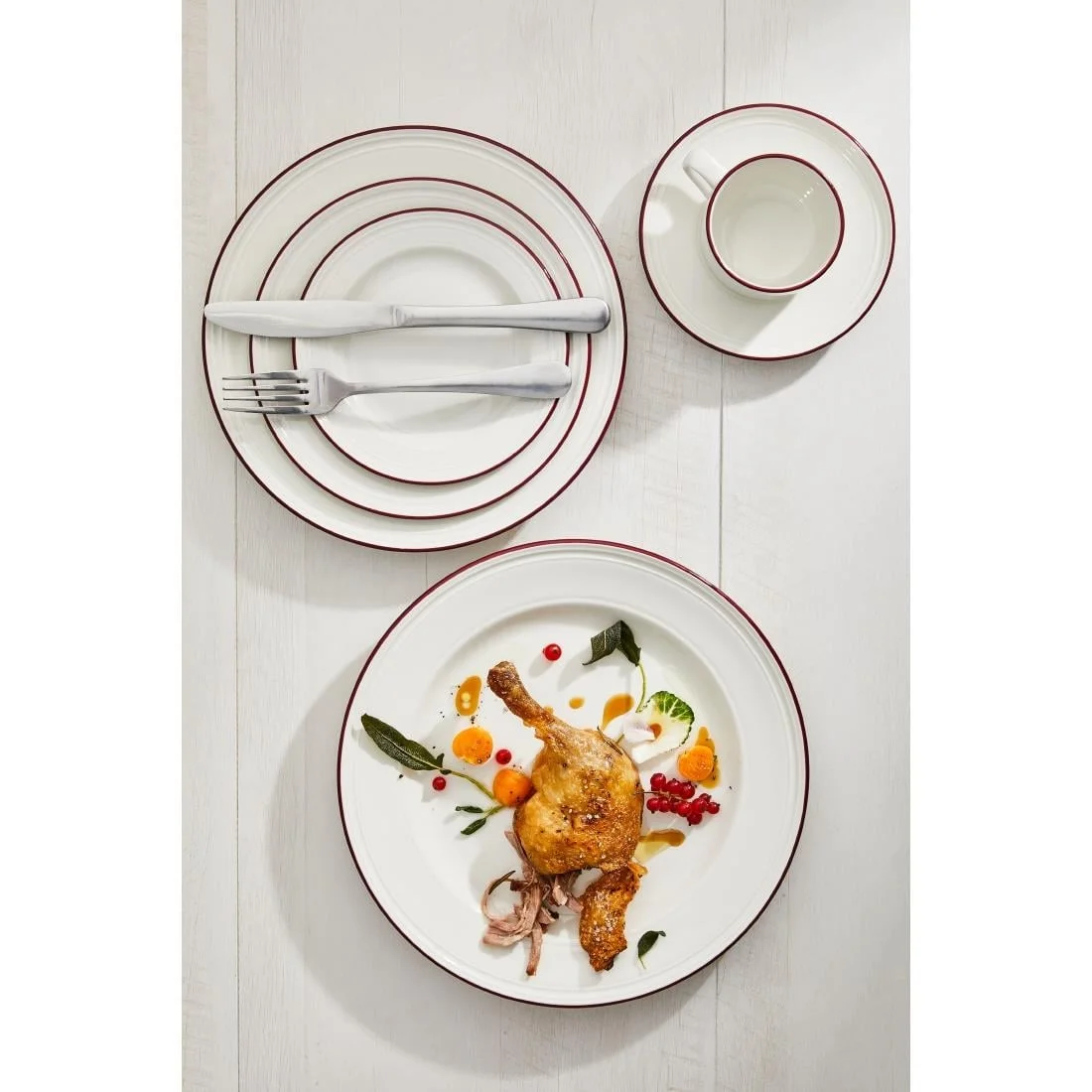 Steelite Bead Maroon Band Saucers 150mm (12 Pack) - Image 2
