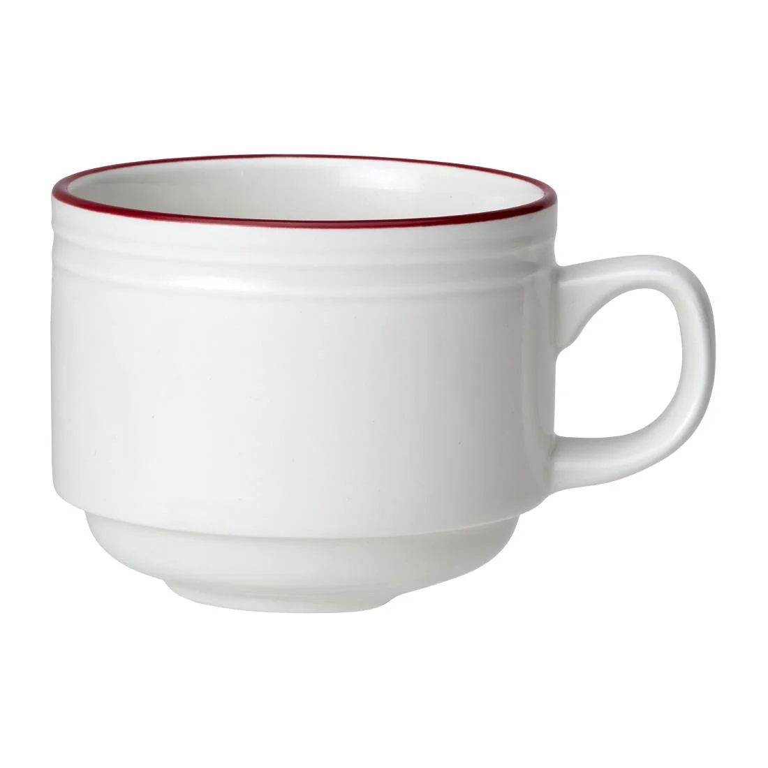 Steelite Bead Maroon Band Stacking Cups 200ml (12 Pack) - Image 1