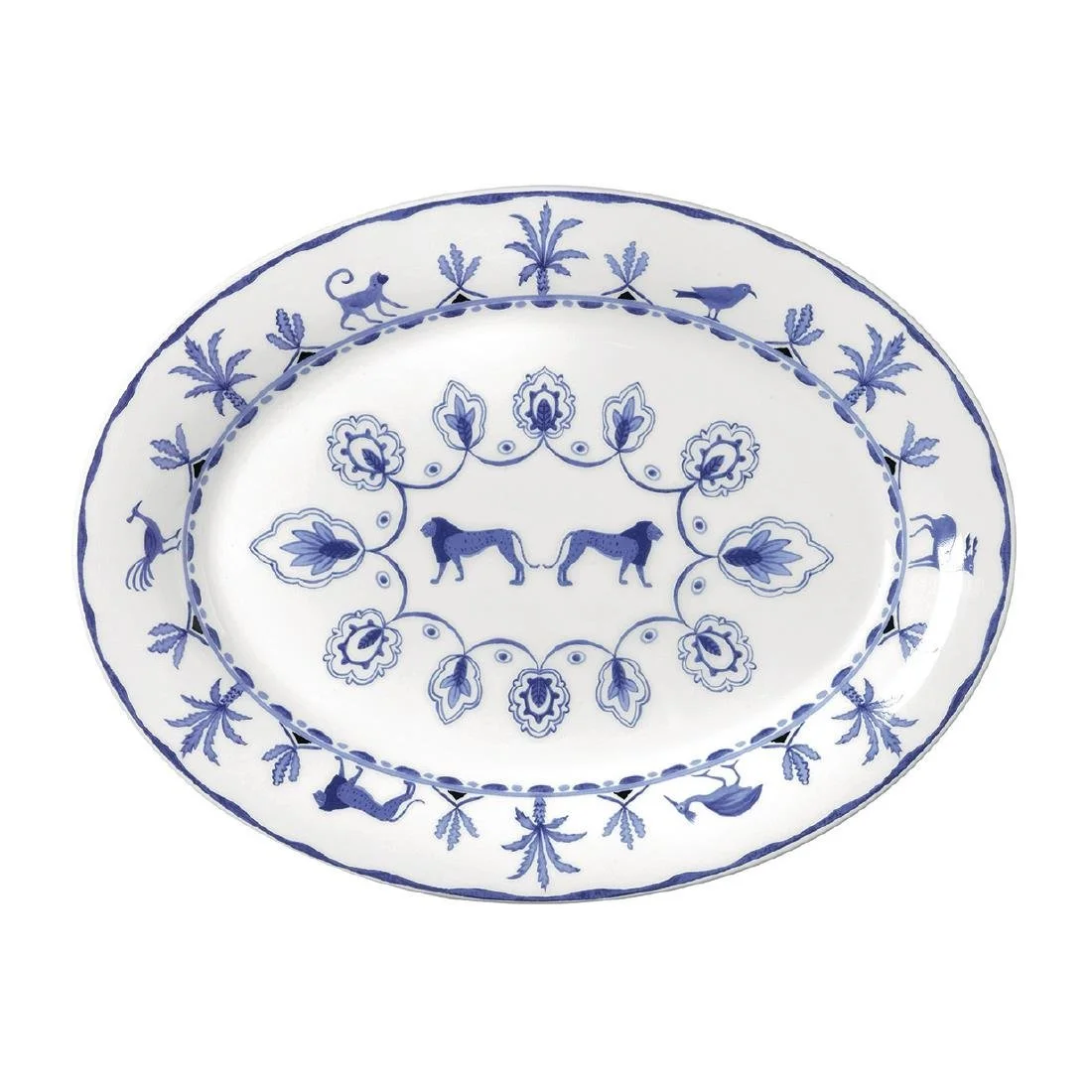 William Edwards Sultan's Garden Blue Oval Trays Misc 350mm (6 Pack)